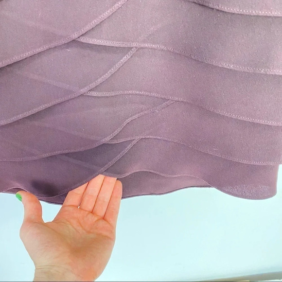 Eliza J NY Sheer Layered Cocktail Dress Womens Size 6 Petite Small Red Brown - Picture 5 of 9